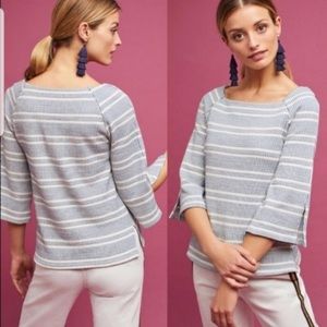Anthropologie Blue and White top